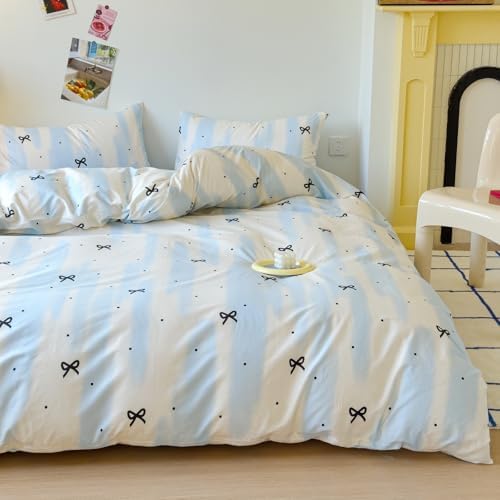 LIWHENHAO Bowknot Duvet Cover Set Twin