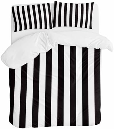 Sabolny Black White Striped Queen Duvet Cover Set 3 Piece