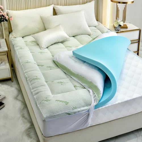 King Mattress Topper Dual Layer 4 Inch Comfort