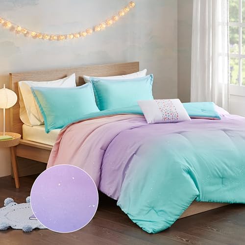 Mi Zone Kids Reversible Comforter Set with Metallic Glitter Ombre Print