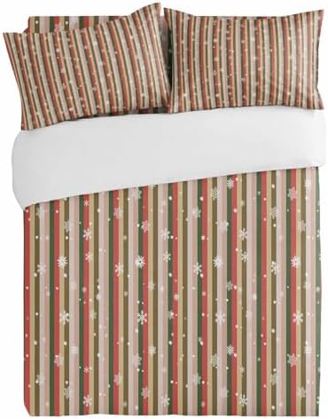 3 Piece Bedding Set with Christmas Retro Stripes