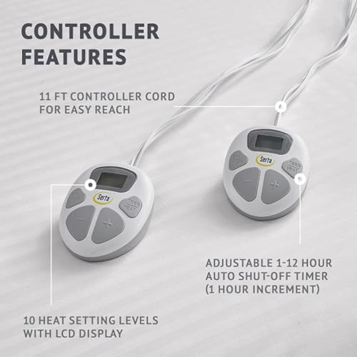Serta Waterproof Heated Mattress Pad with 10 Heat Settings
