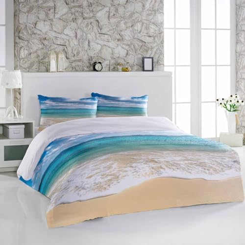 Alandar Home 3 Piece Ocean Beach Duvet Cover Set