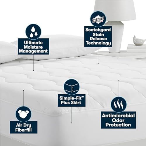 Serta Air Dry Mattress Pad with 15 Deep Pocket Queen White