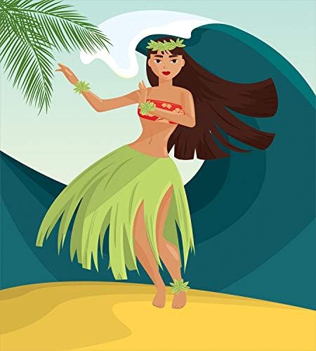 Ambesonne Hula Girl Duvet Cover Set Summer Vibes with Aloha Waves