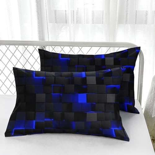 Geometric Blue Black Comforter Set 3 Piece Full Size 1