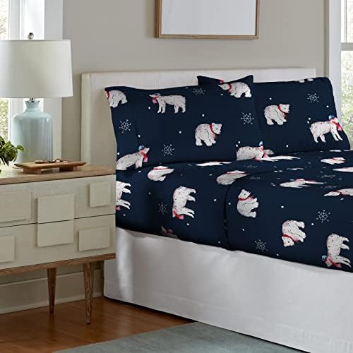 Pointehaven 180 GSM Cotton Flannel Sheet Set - Twin Snow Bear