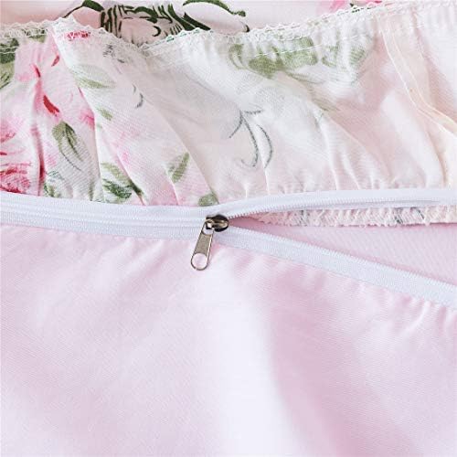 FADFAY Cal King Duvet Cover Set Pink Rose Floral 4 Pieces