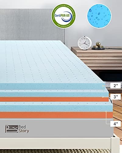 BedStory 4 Inch Gel Memory Foam Mattress Topper King