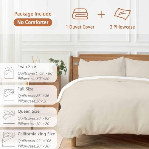 Sabolny Ivory White Queen Duvet Cover Set 3 Piece