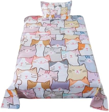 lishjekee Cat Sheets Twin 3PCS Kids Bedding Set