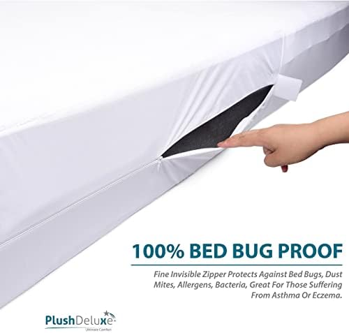 PlushDeluxe Twin-XL 39x80 Mattress Encasement - Waterproof Bedbug Proof 6-Sided Hypoallergenic