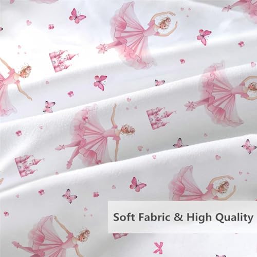 NiuOne 4Pcs Ballet Dancer Girls Sheet Set Twin Size Pink Bedding