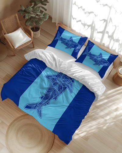 ZOE GARDEN Shark Mandalas Duvet Cover Set 3 Piece Full Size
