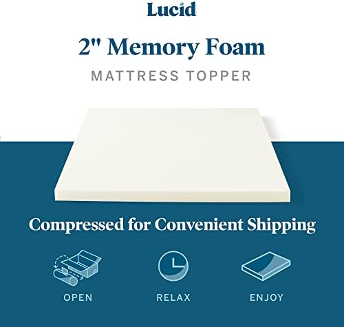 LUCID 2 Inch Traditional Foam Mattress Topper - Queen