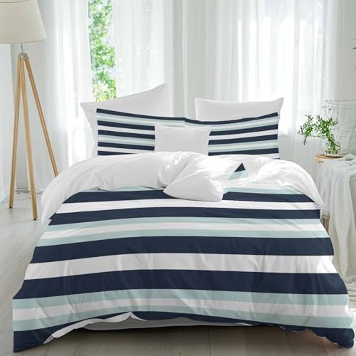 Sabolny Navy Blue Turquoise Duvet Cover Set 3 Piece