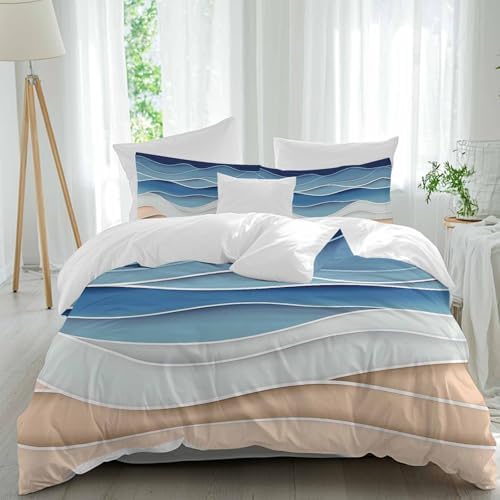 Sabolny Geometric Blue Duvet Cover Set 3 Piece