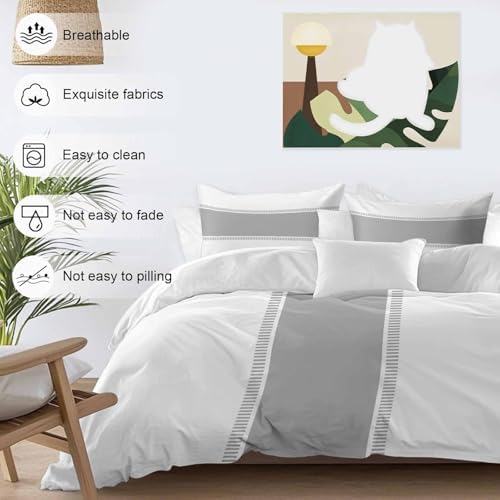 Sabolny Pure Grey Bedding Duvet Cover Set 3 Piece