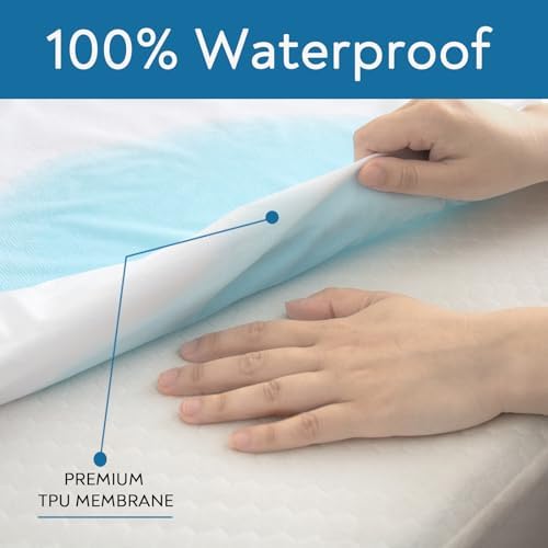 Split King Mattress Protector - 14 Terry Waterproof Fitted Sheet Cover White