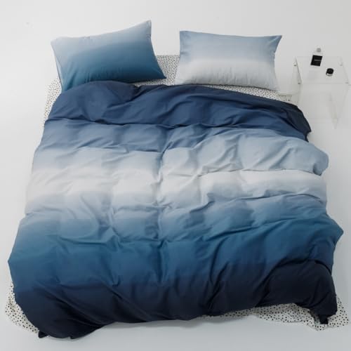 Blue Kids Duvet Cover Set Queen 100 Cotton with Cartoon Pattern