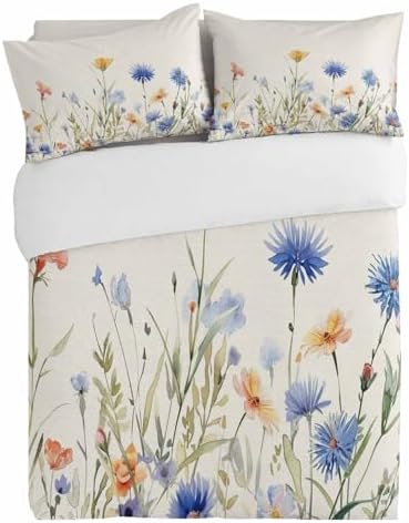 Alandar Home Duvet Cover Set Blue Flowers 3 Piece 1