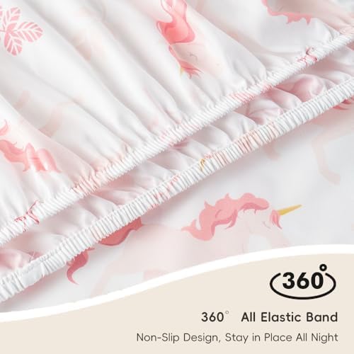 Bunnikins Clover 3-Piece Twin Sheet Set - Unicorn Girl Print