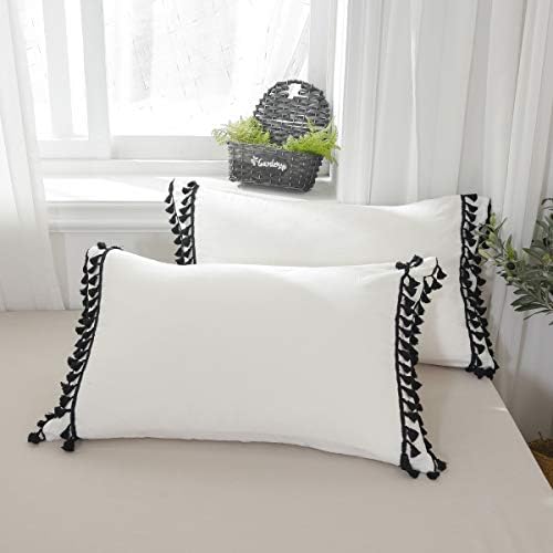 Softta Boho Cal King Duvet Cover Set 3Pcs Black Tassel