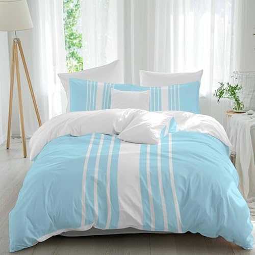 Sabolny Sky Blue Queen Duvet Cover Set with 2 Throw Pillowcases