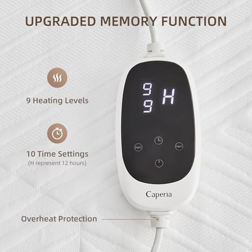 Caperia Multizone Heated Mattress Pad 9 Heat Settings