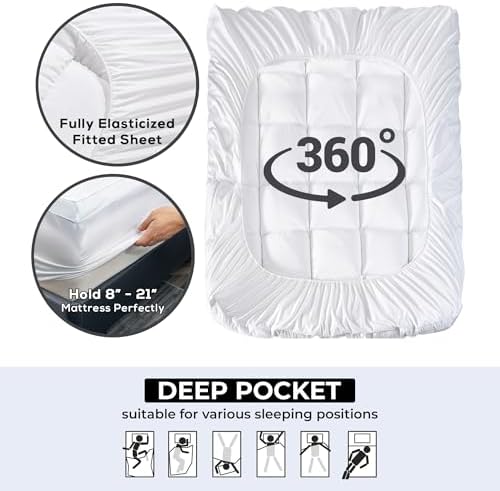 Morrab Mattress Topper King - Plush Pillow Top Quilted Bed Pad