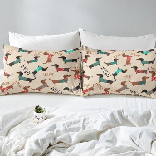 Erosebridal Cute Dog Fitted Sheet Set Twin Size 1