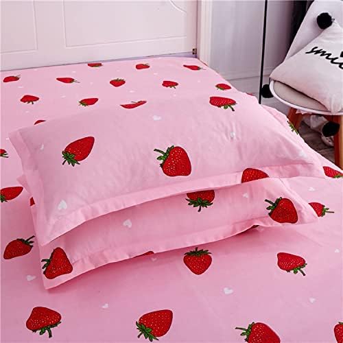 Feelyou Cute Strawberry Bed Sheet Set for Girls Queen