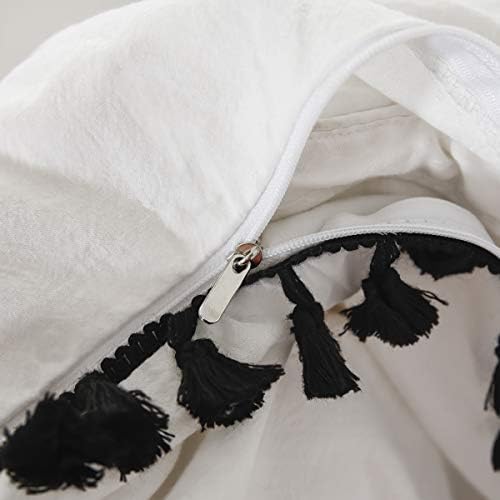 Softta Boho Cal King Duvet Cover Set 3Pcs Black Tassel