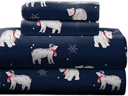 Pointehaven 180 GSM Cotton Flannel Sheet Set - Twin Snow Bear