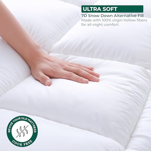 Morrab Mattress Topper King - Plush Pillow Top Quilted Bed Pad