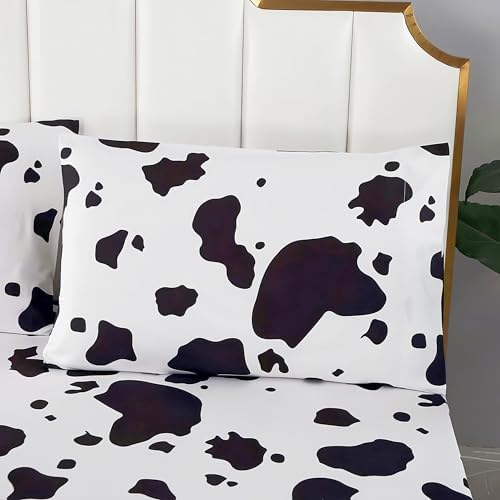 SDY 4PCS Cow Print Kids Bed Sheet Set Queen Size