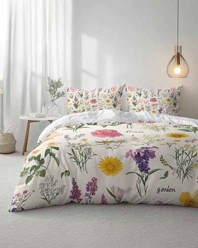 ZOE GARDEN Spring Botanical Duvet Cover Set with Pillowcases