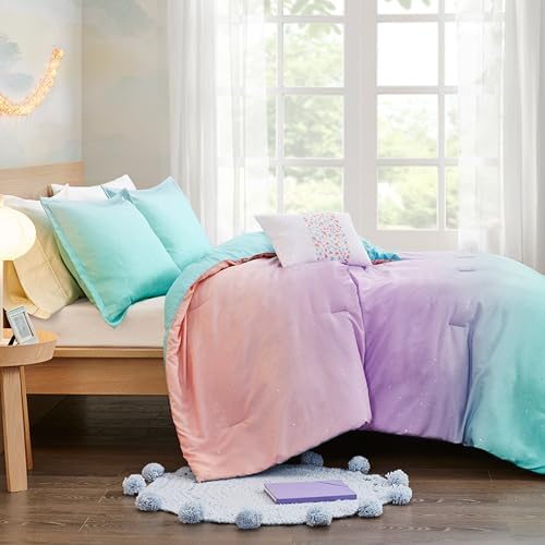 Mi Zone Kids Reversible Comforter Set with Metallic Glitter Ombre Print