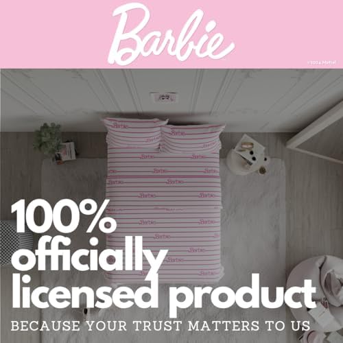 Franco Collectibles Barbie Logo 4-Piece Full Sheet Set
