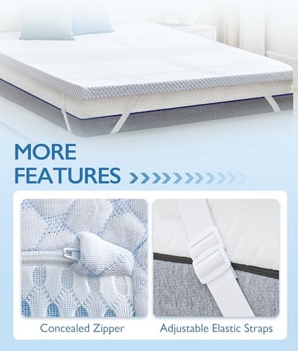 SINWEEK 3 Inch Cooling Memory Foam Mattress Topper