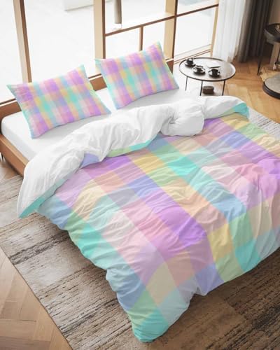 ZOE GARDEN Pink Blue Bed Duvet Cover Queen Set