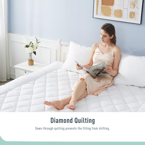 HOMTEC Queen Mattress Pad with Deep Pocket and Quilted Design