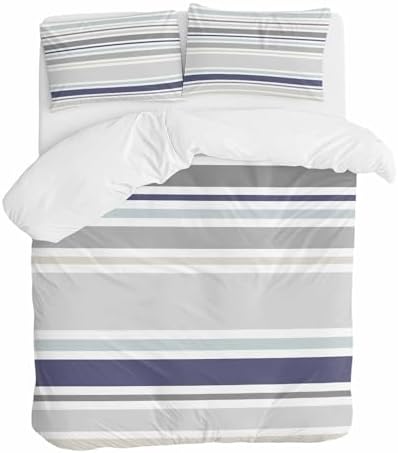 Sabolny Navy Blue Stripes Queen Duvet Cover Set