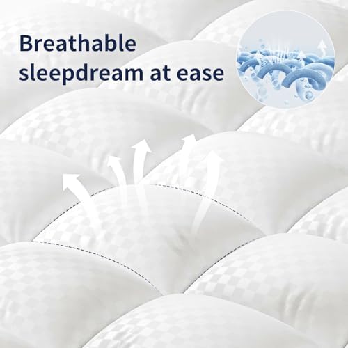 Extra Thick Queen Pillowtop Mattress Pad with Cooling 3D Snow Down Fill
