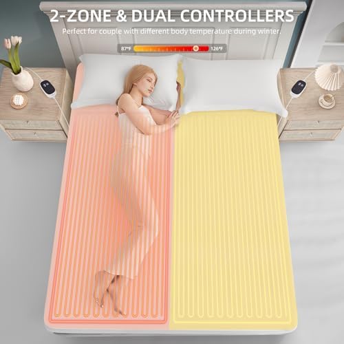 Caperia Heated Mattress Pad Queen Size 9 Heat Settings Dual Control