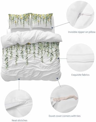 ZOE GARDEN Eucalyptus Lemon Queen Duvet Cover Set