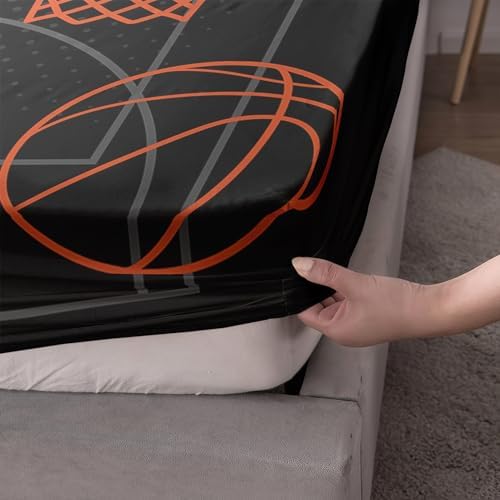 UEVBF Basketball Court Twin Fitted Sheet Set