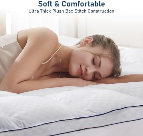 BedLuxury Full Mattress Topper Cooling Plush Pillowtop with 8-21 Inch Deep Pocket