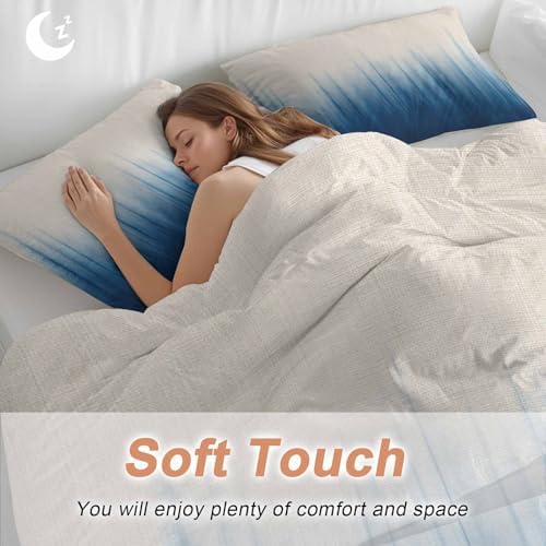 Forest Blue Queen Duvet Cover Set with 2 Throw Pillows