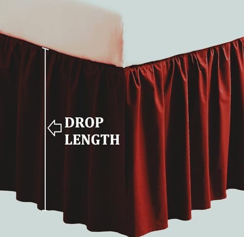 3 Sided Split Corner Dust Ruffled Bed Skirt Burgundy